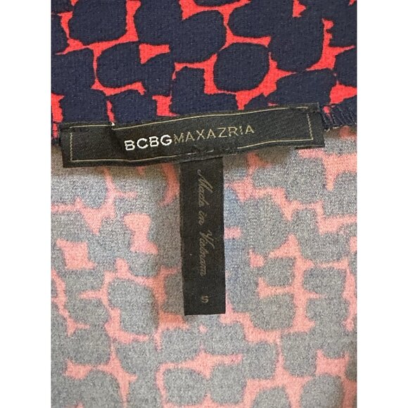 BCBG MAXAZRIA Navy & Red Polka-Dot "Like" Pattern Knee Dress, Sz S #1482 - Picture 3 of 16